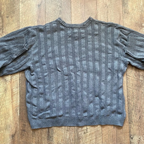 Chaps Blue Gray Crewneck Sweater with Knitted Texture and Relaxed Fit - Picture 5 of 5
